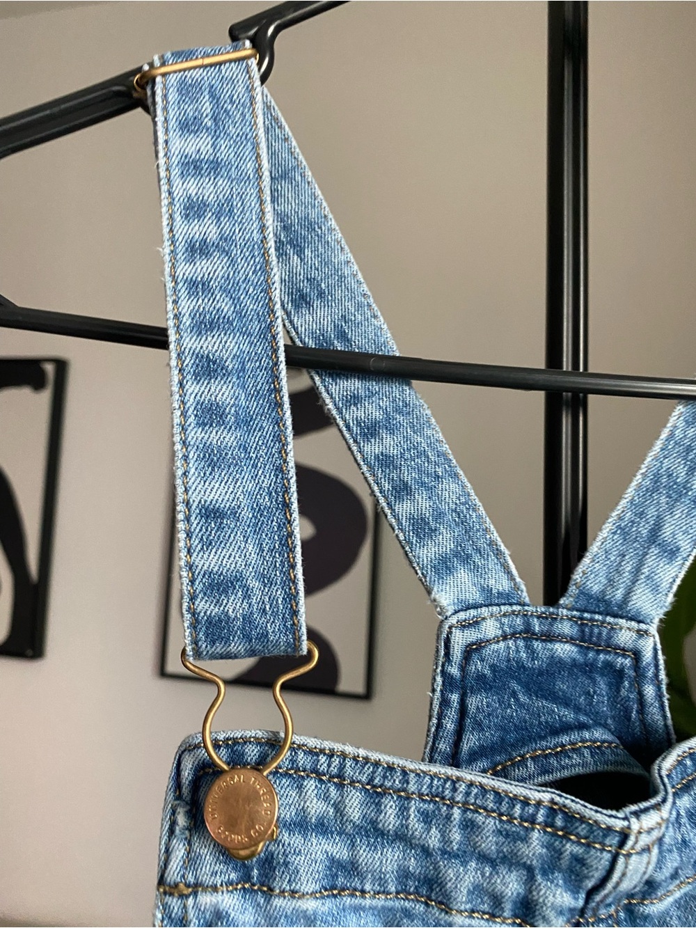 Universal Thread Light Wash Denim Overalls with Adjustable Straps - Picture 4 of 7